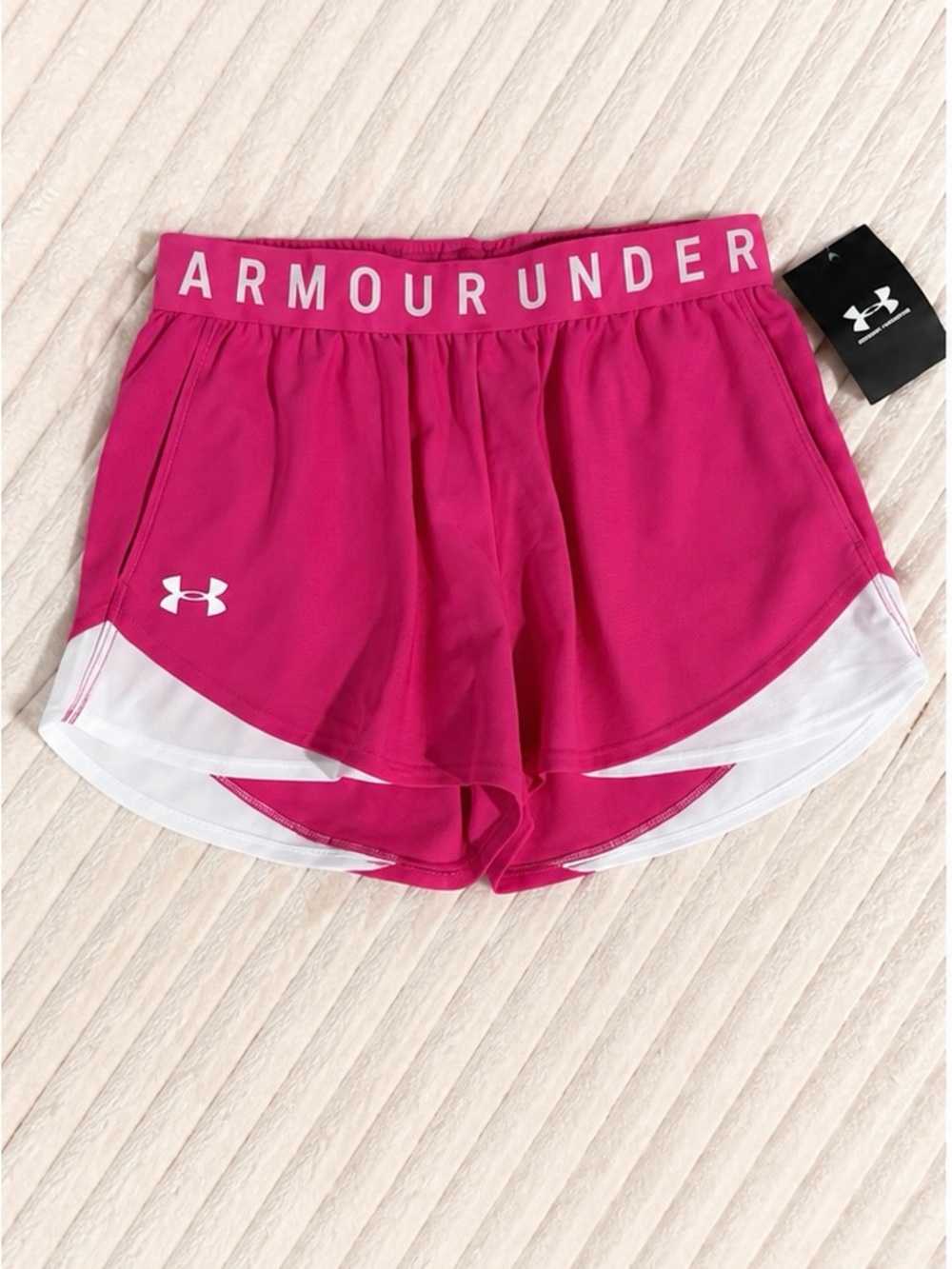 Under Armour Hot Pink Running Shorts with White Trim - NWT Size XS